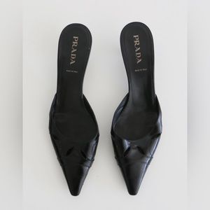 Vintage Prada Cutout Kitten Heel Mules - 38.5